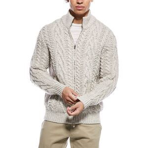 Brunello Cucinelli Mens Wool & Cashmere-Blend Mock Neck Zip Cardigan